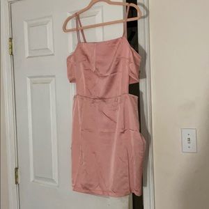 Pink satin mini dress